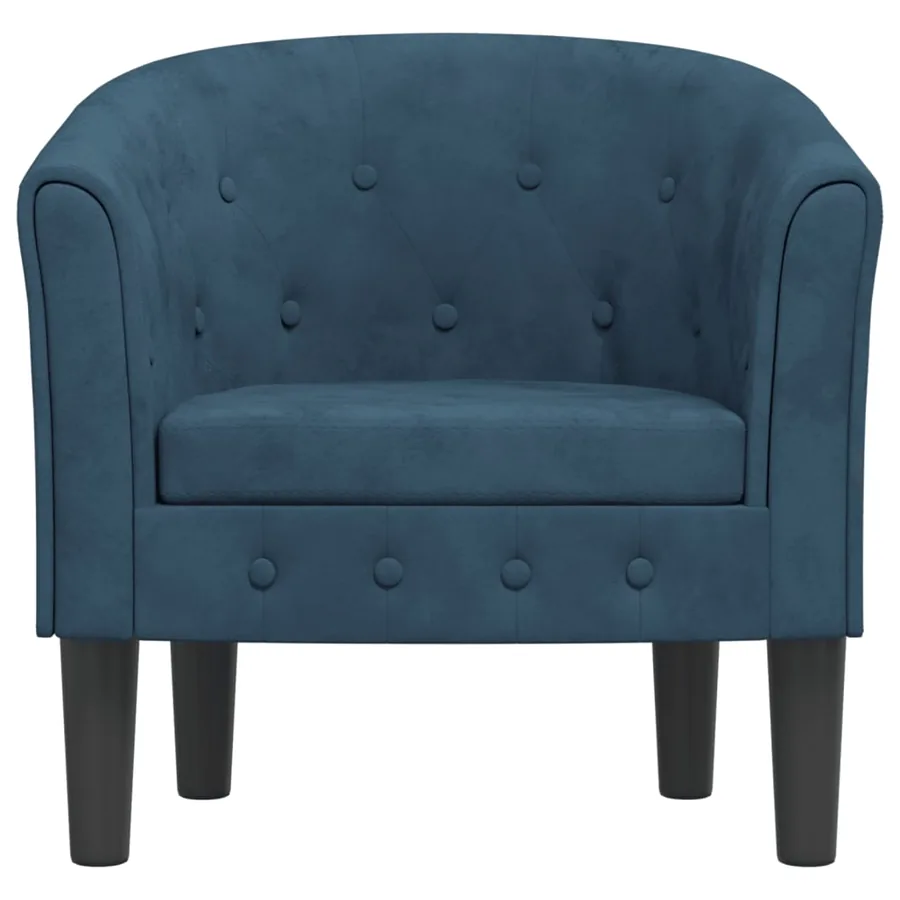 Chaise cabriolet bleu foncé velours - 3