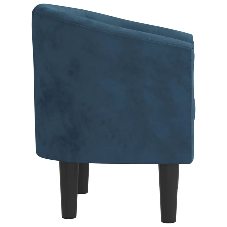 Chaise cabriolet bleu foncé velours - 4