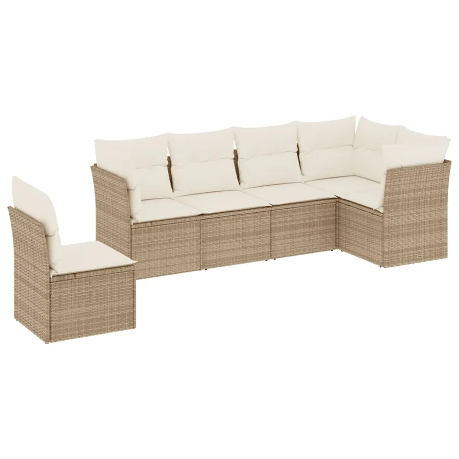 Salon de jardin avec coussins 6 pcs beige résine tressée - 2