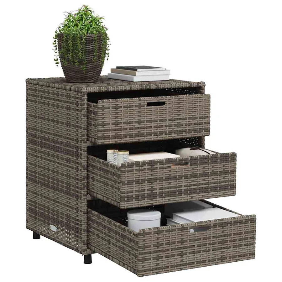 Armoire de rangement de jardin gris 55x59x69 cm résine tressée - 4