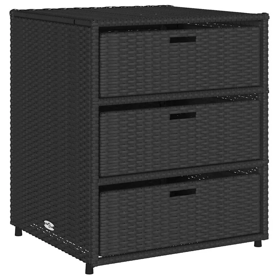 Armoire de rangement de jardin noir 55x59x69 cm résine tressée - 2