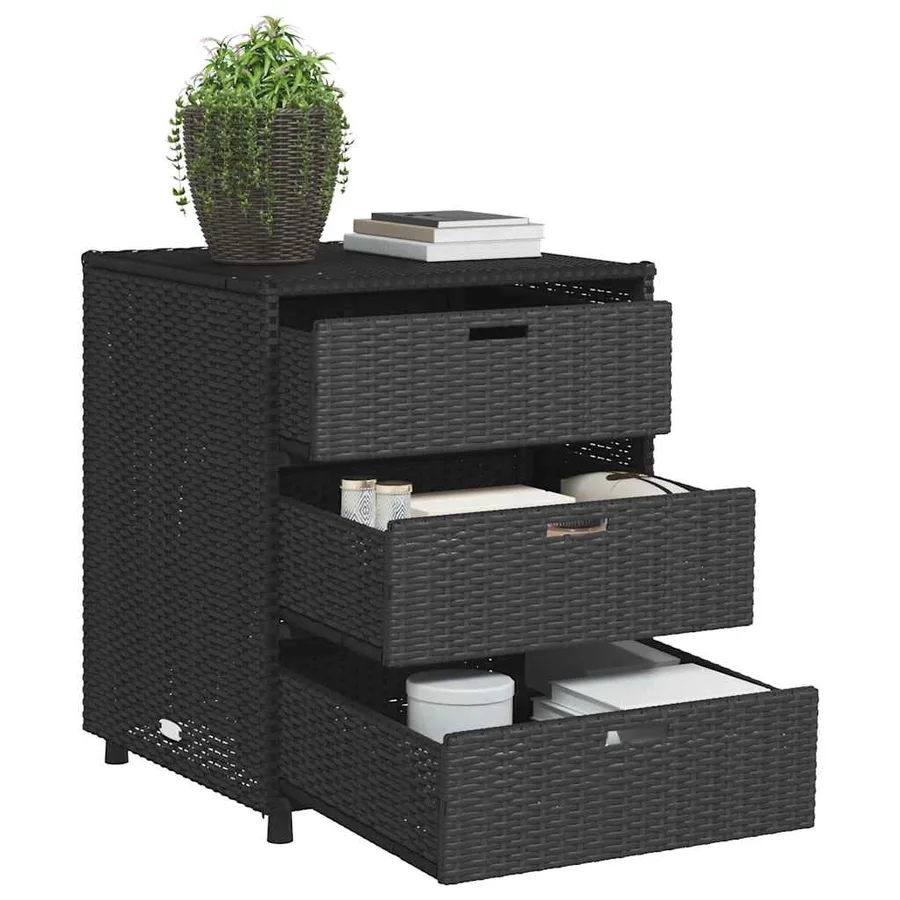 Armoire de rangement de jardin noir 55x59x69 cm résine tressée - 4