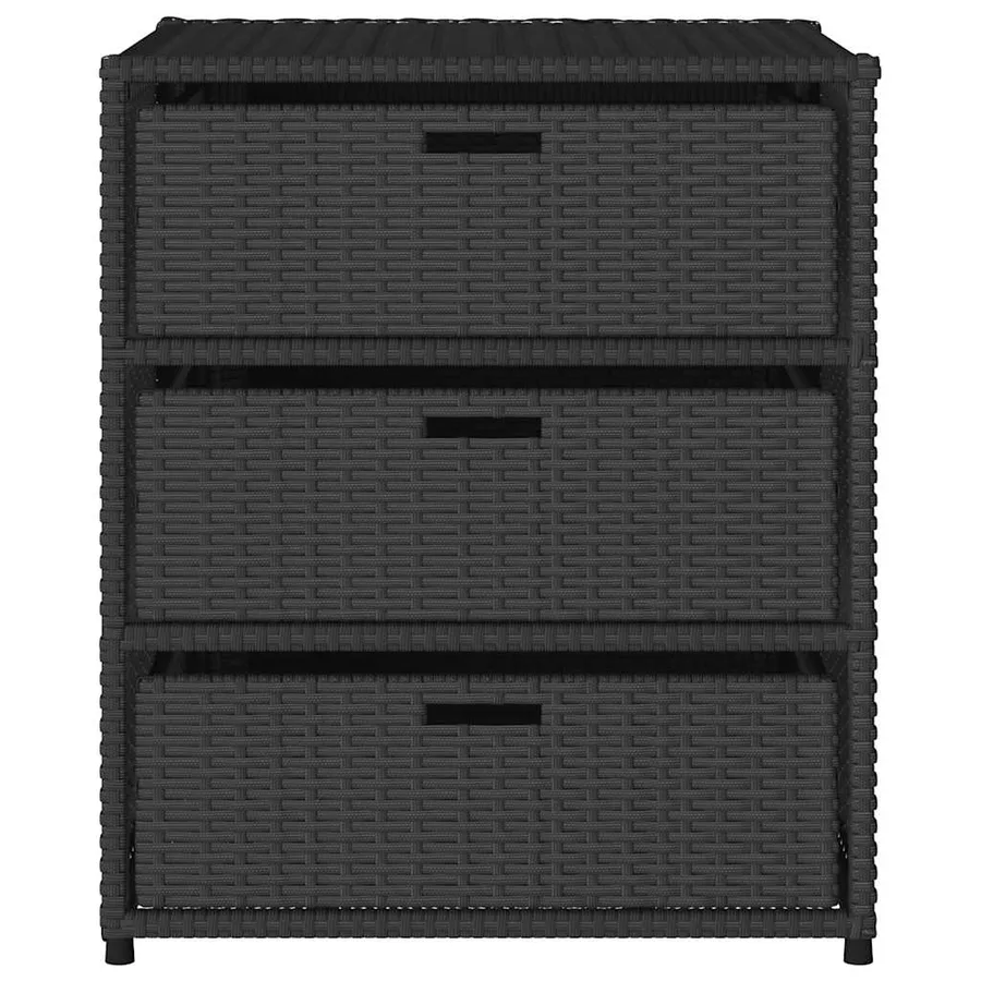 Armoire de rangement de jardin noir 55x59x69 cm résine tressée - 5