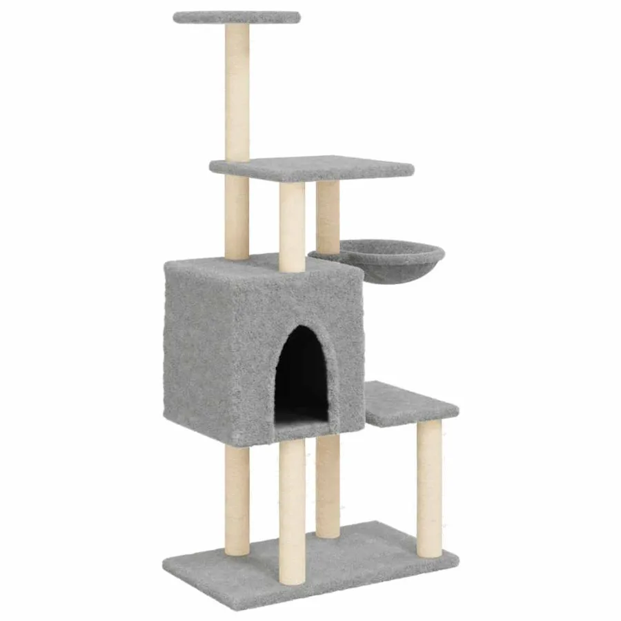 Arbre à chat avec griffoirs en sisal Gris clair 131 cm - 2
