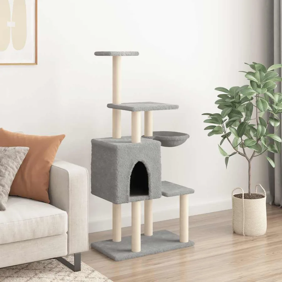 Arbre à chat avec griffoirs en sisal Gris clair 131 cm - 3