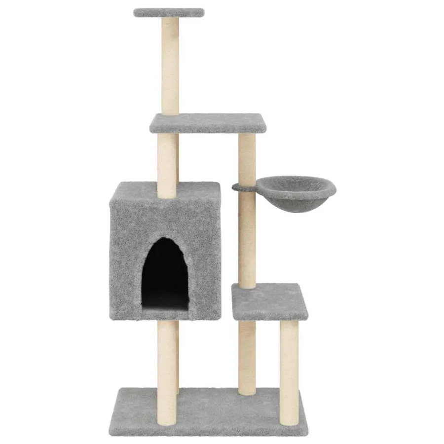 Arbre à chat avec griffoirs en sisal Gris clair 131 cm - 4
