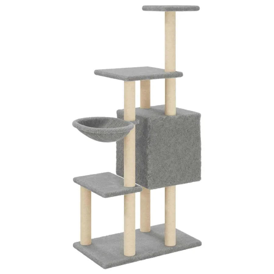 Arbre à chat avec griffoirs en sisal Gris clair 131 cm - 6