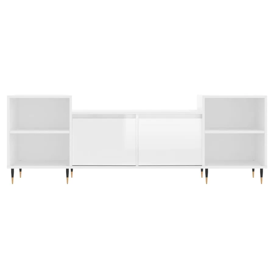 Meuble TV Blanc brillant 160x35x55 cm Bois d'ingénierie - 5