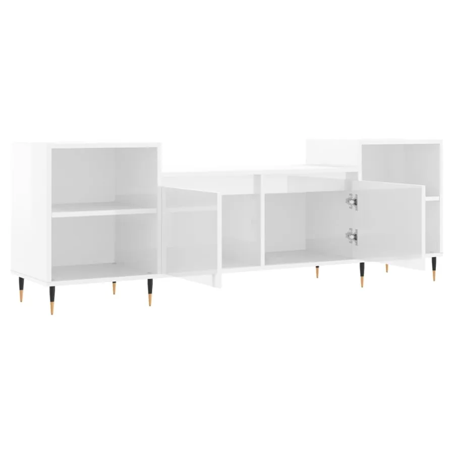 Meuble TV Blanc brillant 160x35x55 cm Bois d'ingénierie - 6