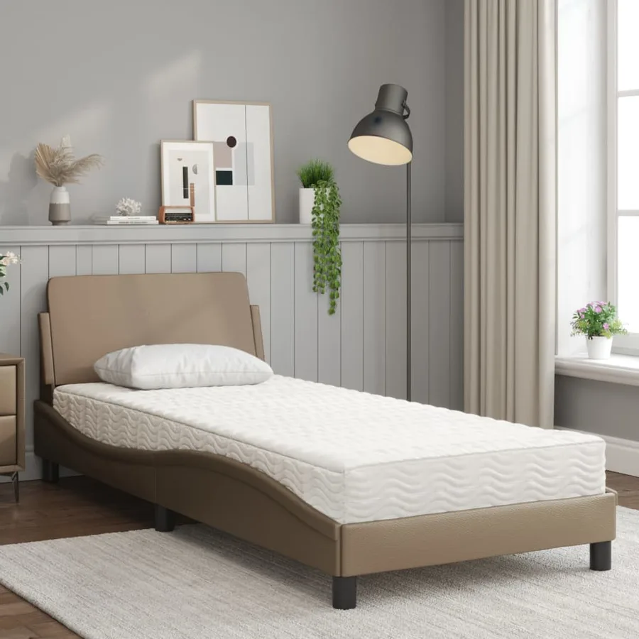 Lit avec matelas Dover cappuccino 90x200 cm similicuir - 3