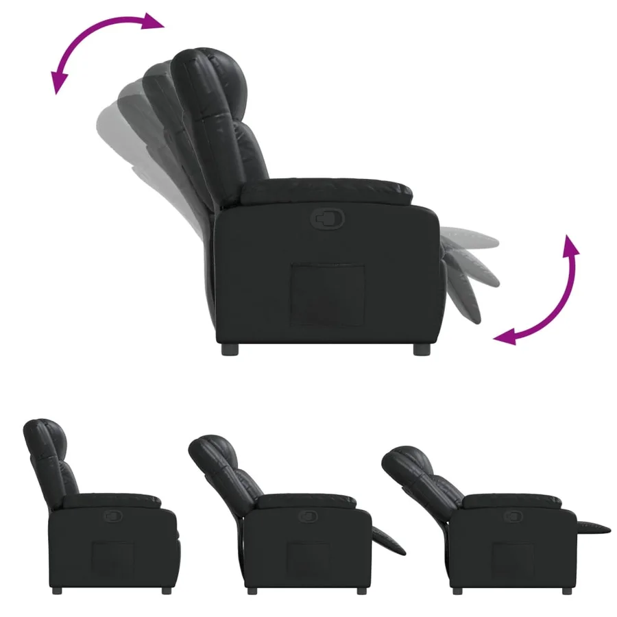 Fauteuil inclinable Noir Similicuir - 4