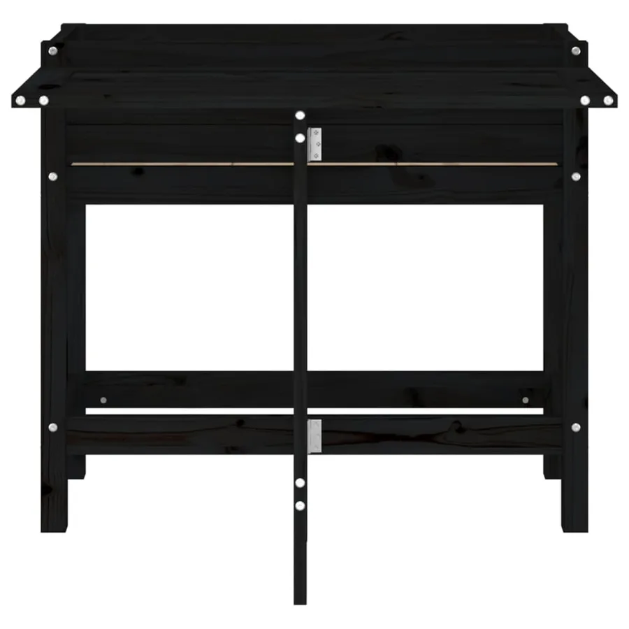 Jardinière de jardin avec dessus pliable noir bois pin massif - 4