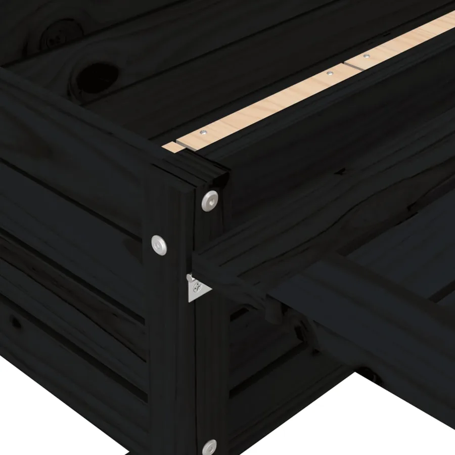Jardinière de jardin avec dessus pliable noir bois pin massif - 9