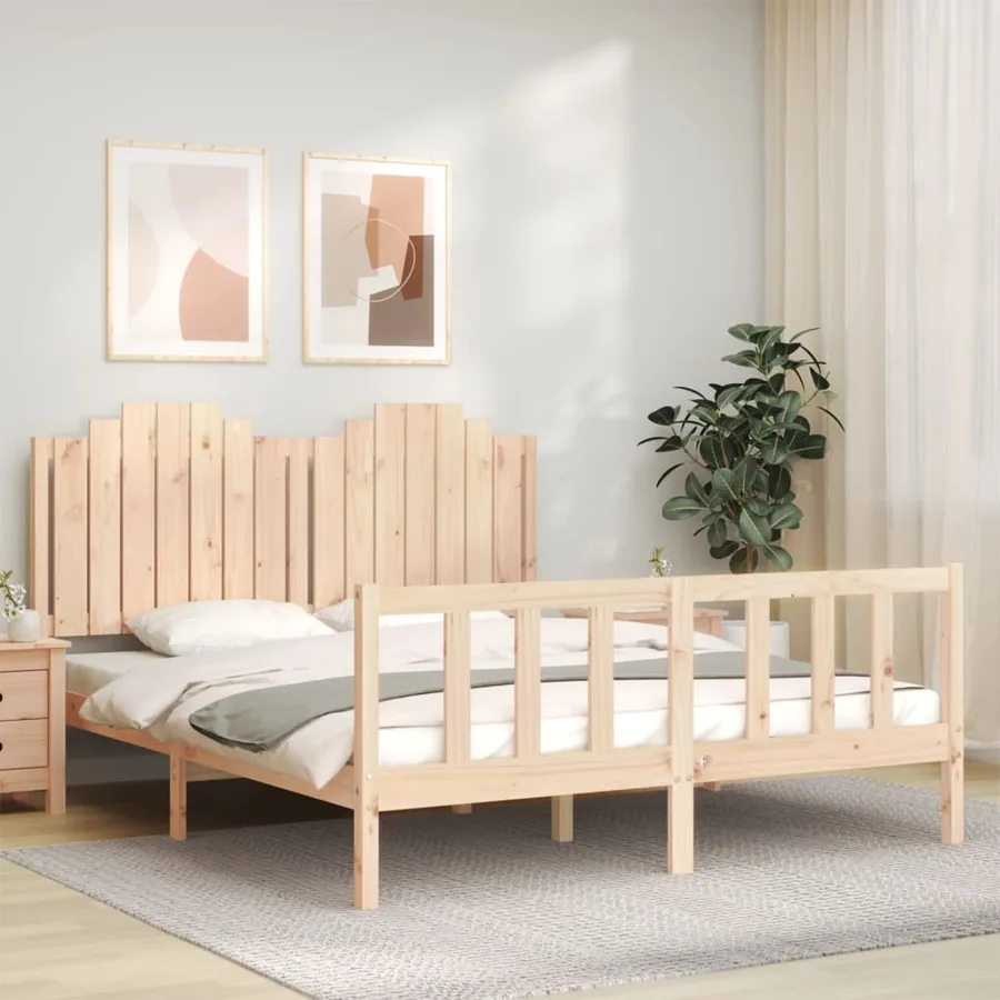 Cadre de lit sans matelas 160x200 cm bois massif de pin - 3