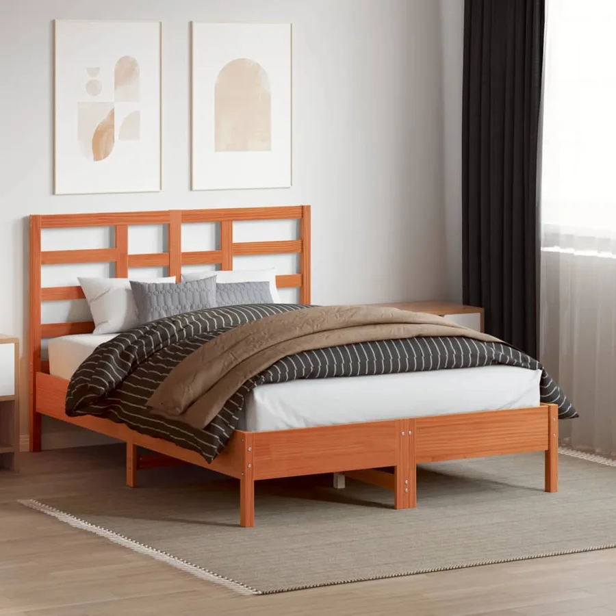 Tête de lit cire marron 135 cm bois massif de pin - 3