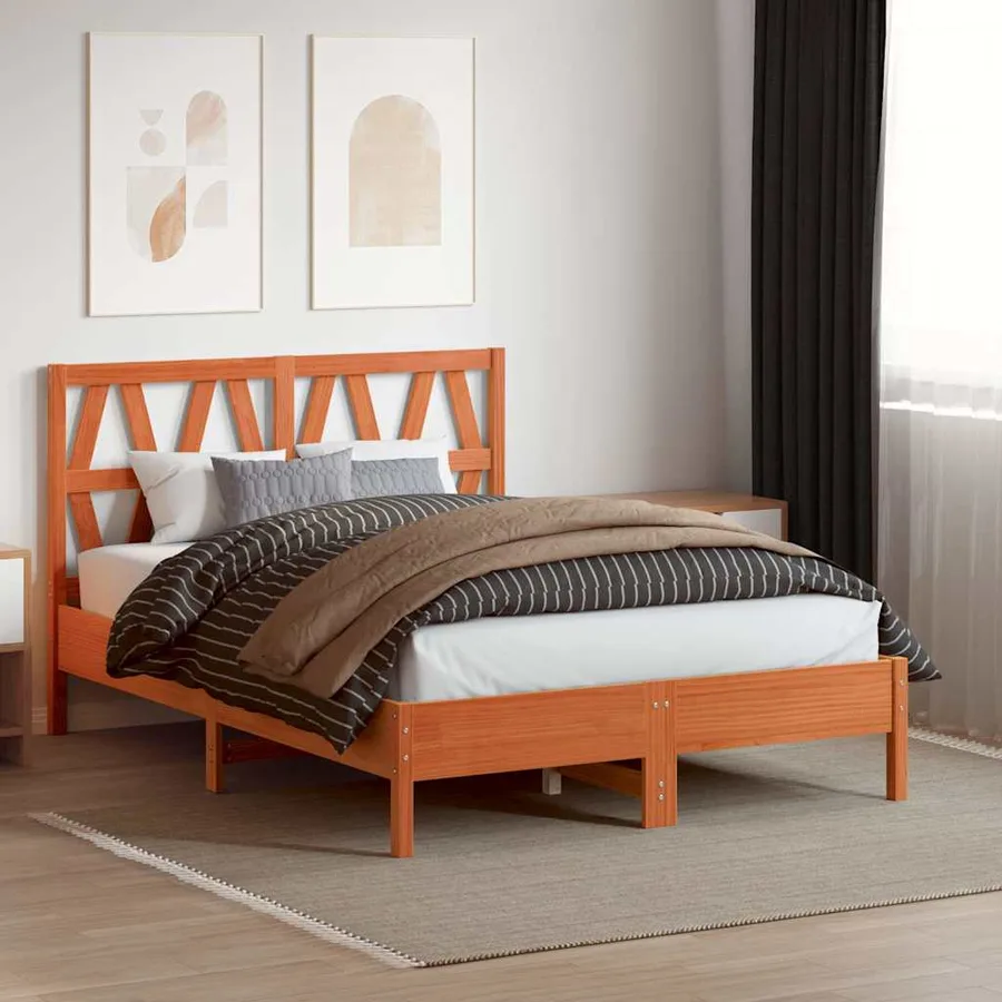 Tête de lit cire marron 135 cm bois massif de pin - 3