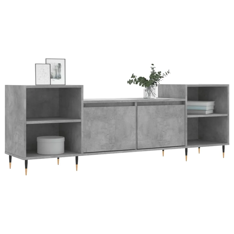 Meuble TV Gris béton 160x35x55 cm Bois d'ingénierie - 3