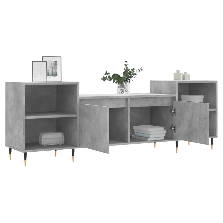 Meuble TV Gris béton 160x35x55 cm Bois d'ingénierie - 4