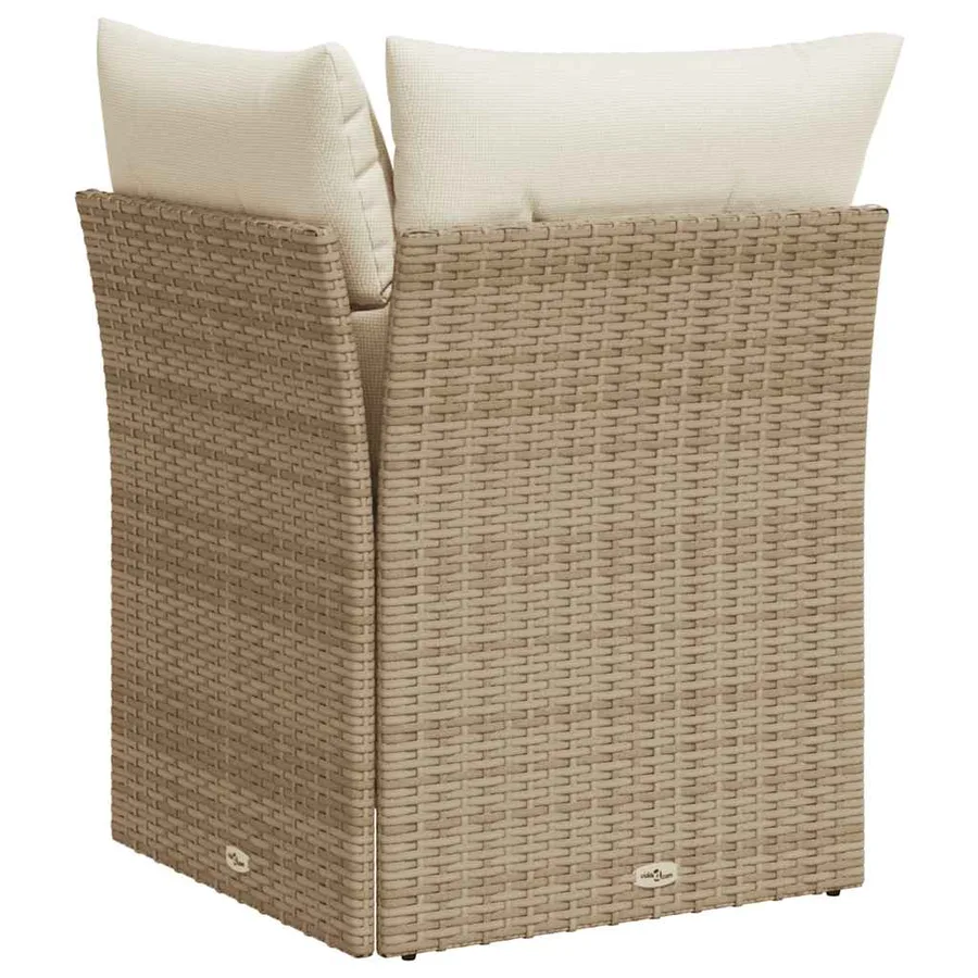 Canapé d'angle de jardin avec coussins beige résine tressée - 6