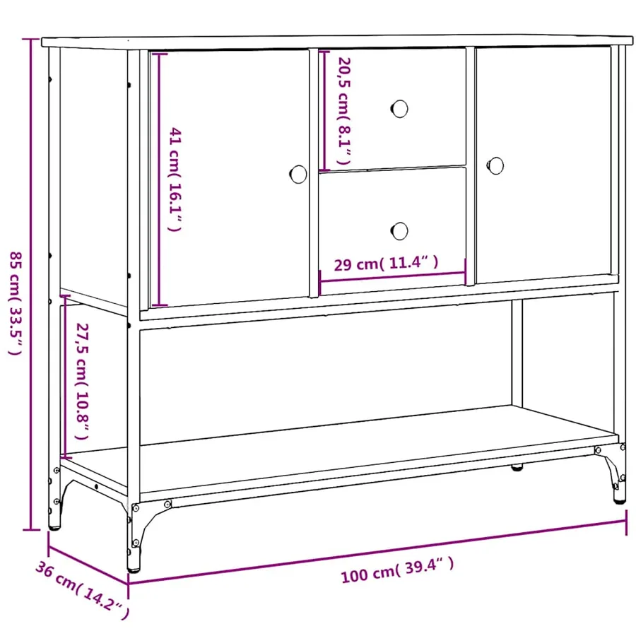 Buffet chêne marron 100x36x85 cm bois d'ingénierie - 11