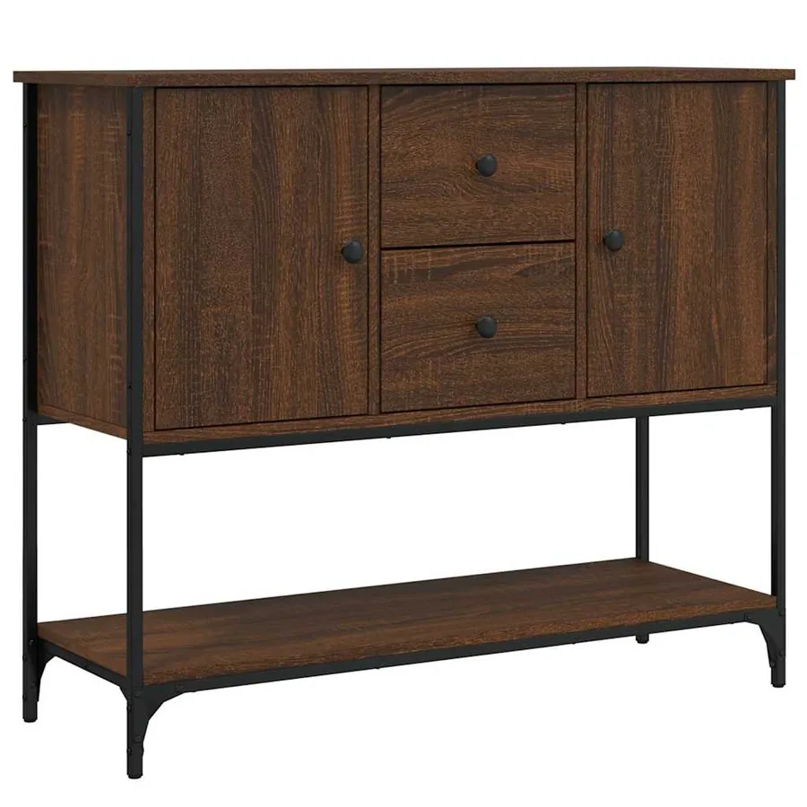 Buffet chêne marron 100x36x85 cm bois d'ingénierie - 2