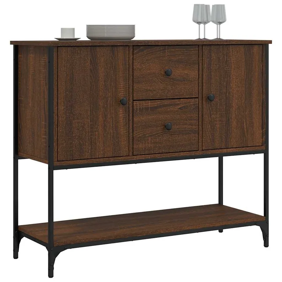 Buffet chêne marron 100x36x85 cm bois d'ingénierie - 3