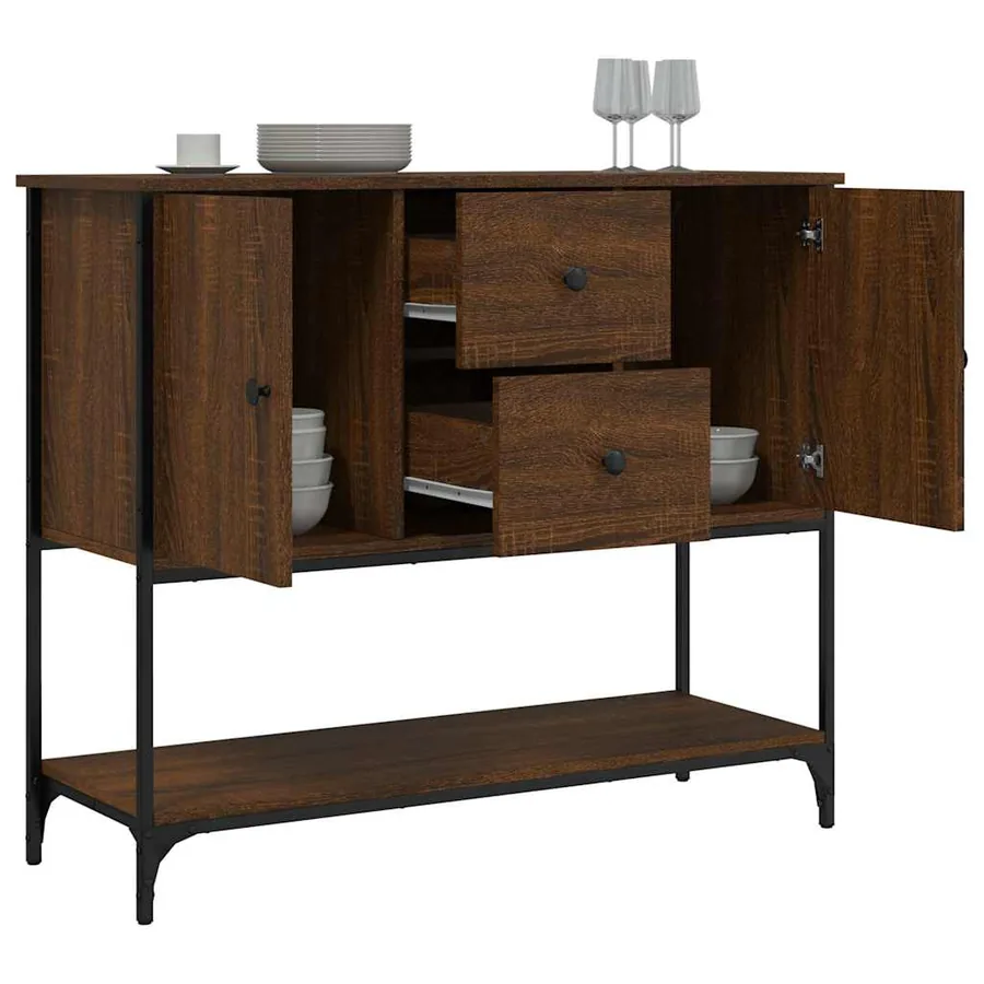 Buffet chêne marron 100x36x85 cm bois d'ingénierie - 4