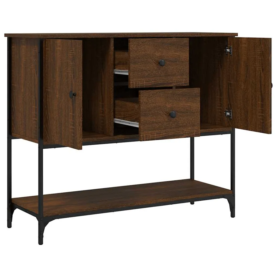 Buffet chêne marron 100x36x85 cm bois d'ingénierie - 5