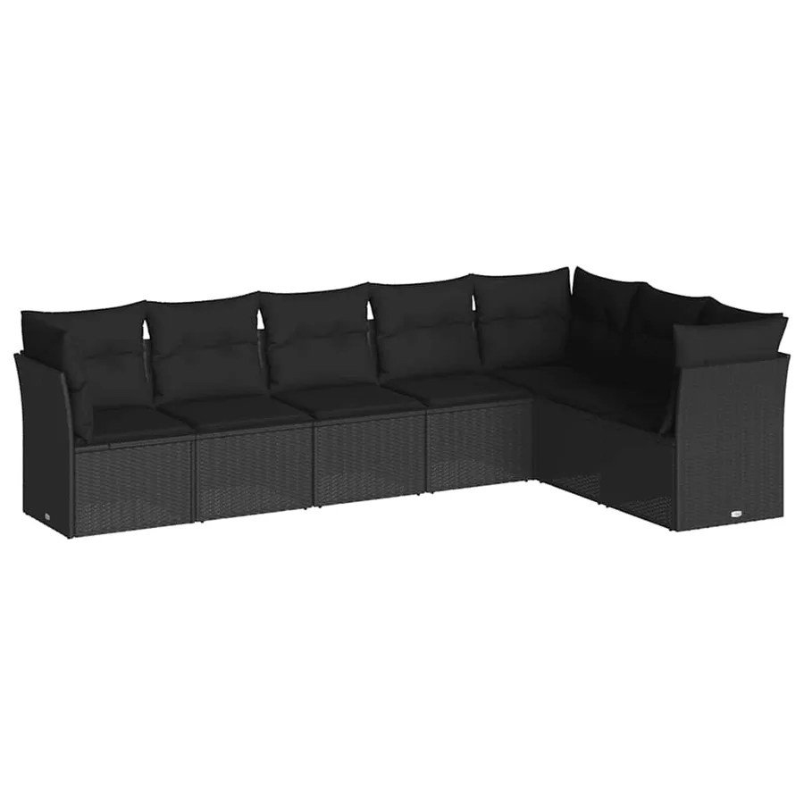 Salon de jardin 7 pcs avec coussins noir résine tressée 55 x 62 x 69 cm - 56,7 kg - 2
