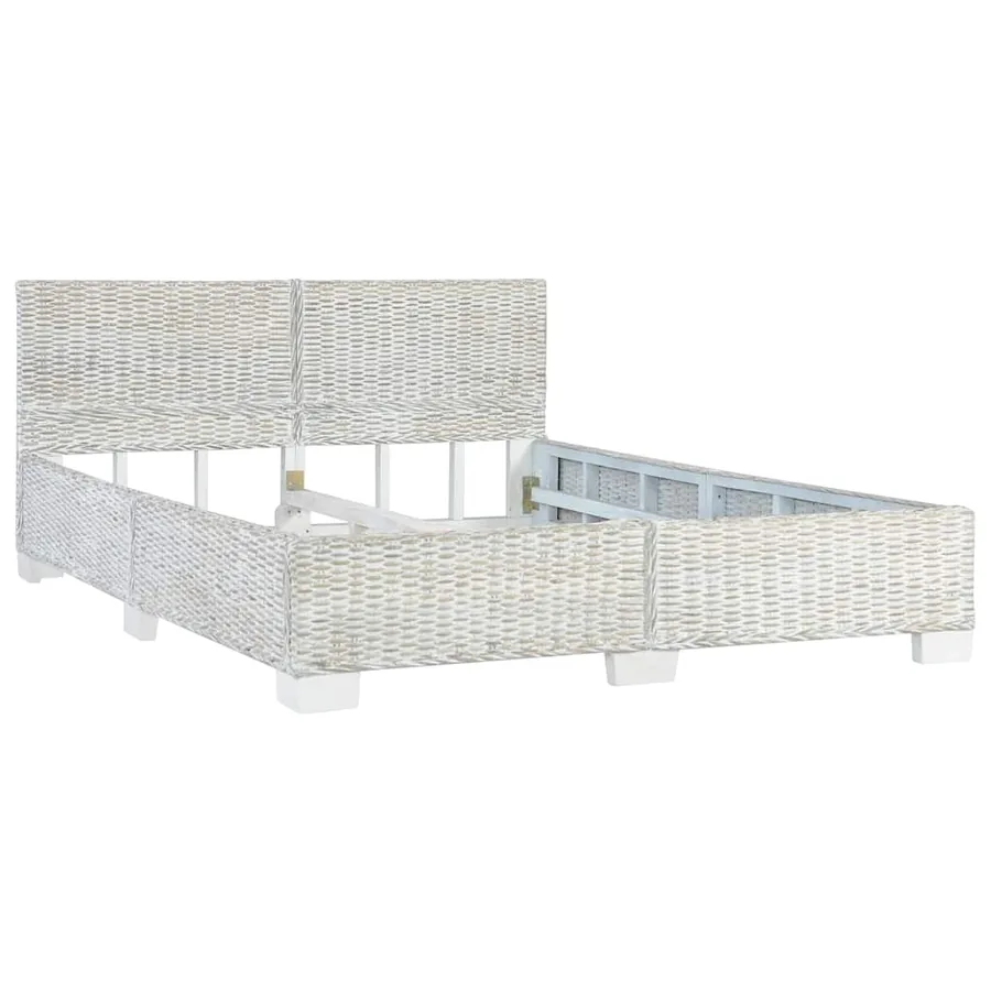 Cadre de lit sans matelas Gris Rotin naturel 140x200 cm - 2