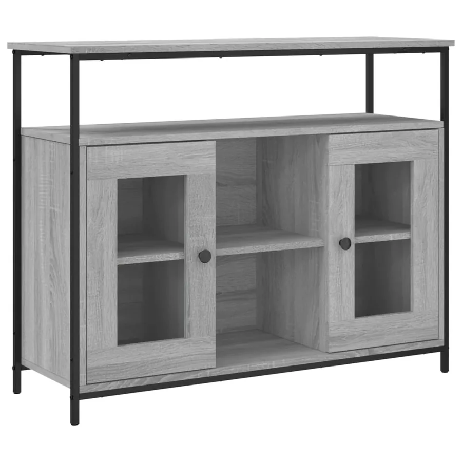Buffet sonoma gris 100x35x80 cm bois d'ingénierie - 2