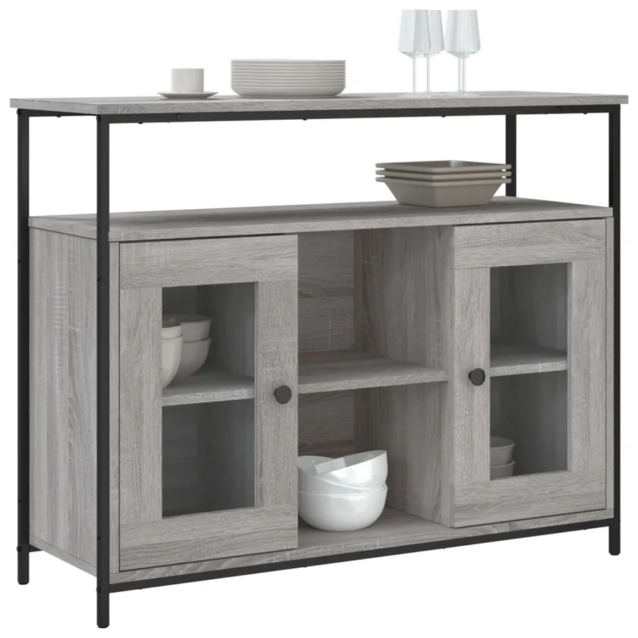 Buffet sonoma gris 100x35x80 cm bois d'ingénierie - 3