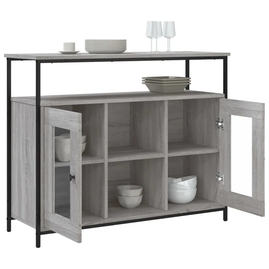 Buffet sonoma gris 100x35x80 cm bois d'ingénierie - 4