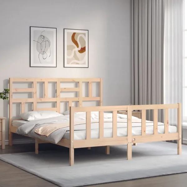 Cadre de lit sans matelas 160x200 cm bois massif de pin