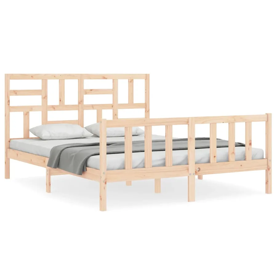 Cadre de lit sans matelas 160x200 cm bois massif de pin - 2