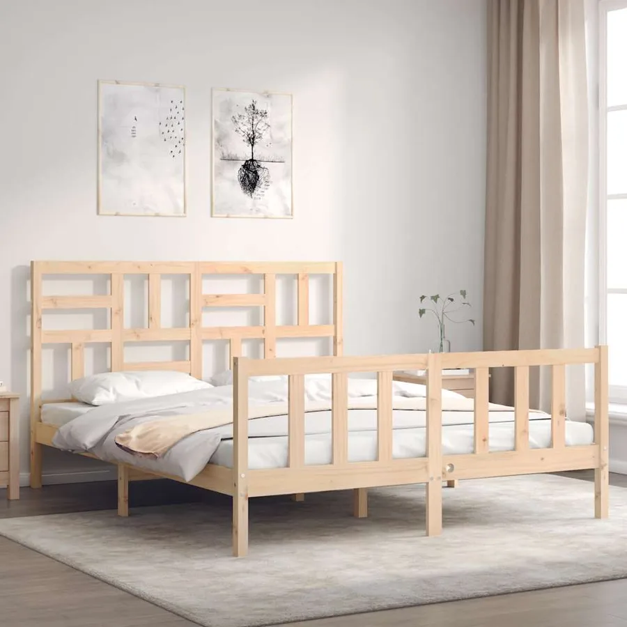 Cadre de lit sans matelas 160x200 cm bois massif de pin - 4