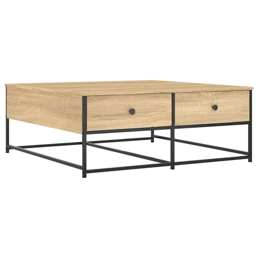 Table basse chêne sonoma 100x99x40 cm bois d'ingénierie - 2