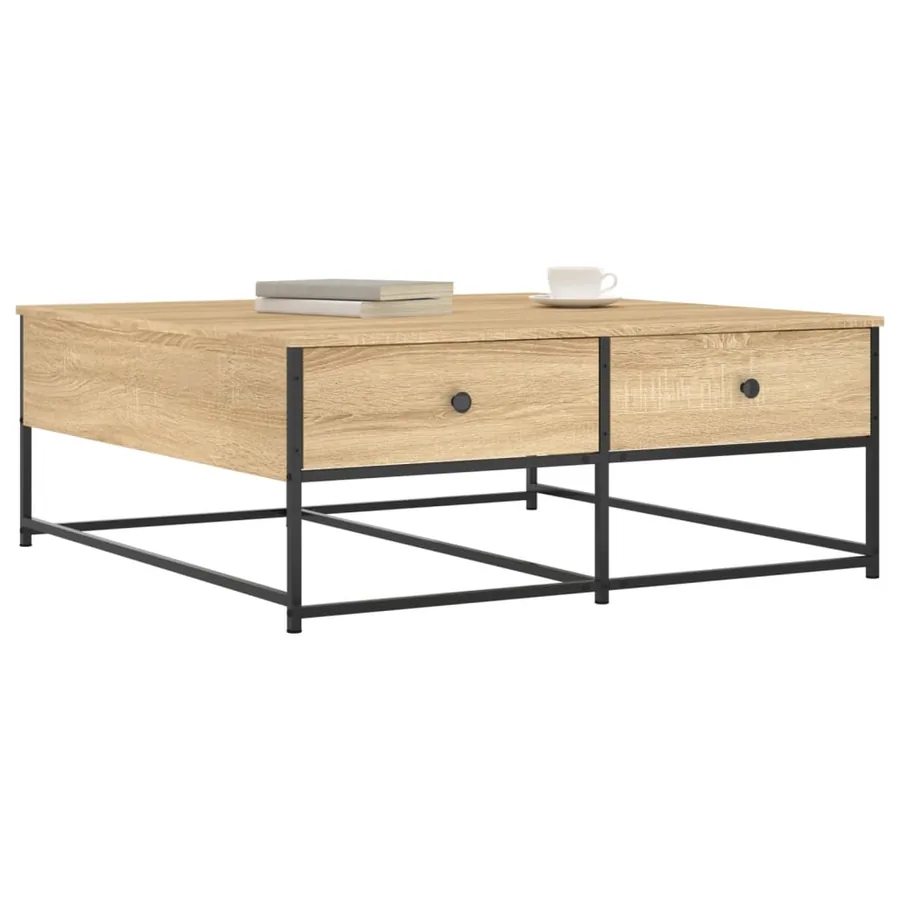 Table basse chêne sonoma 100x99x40 cm bois d'ingénierie - 3