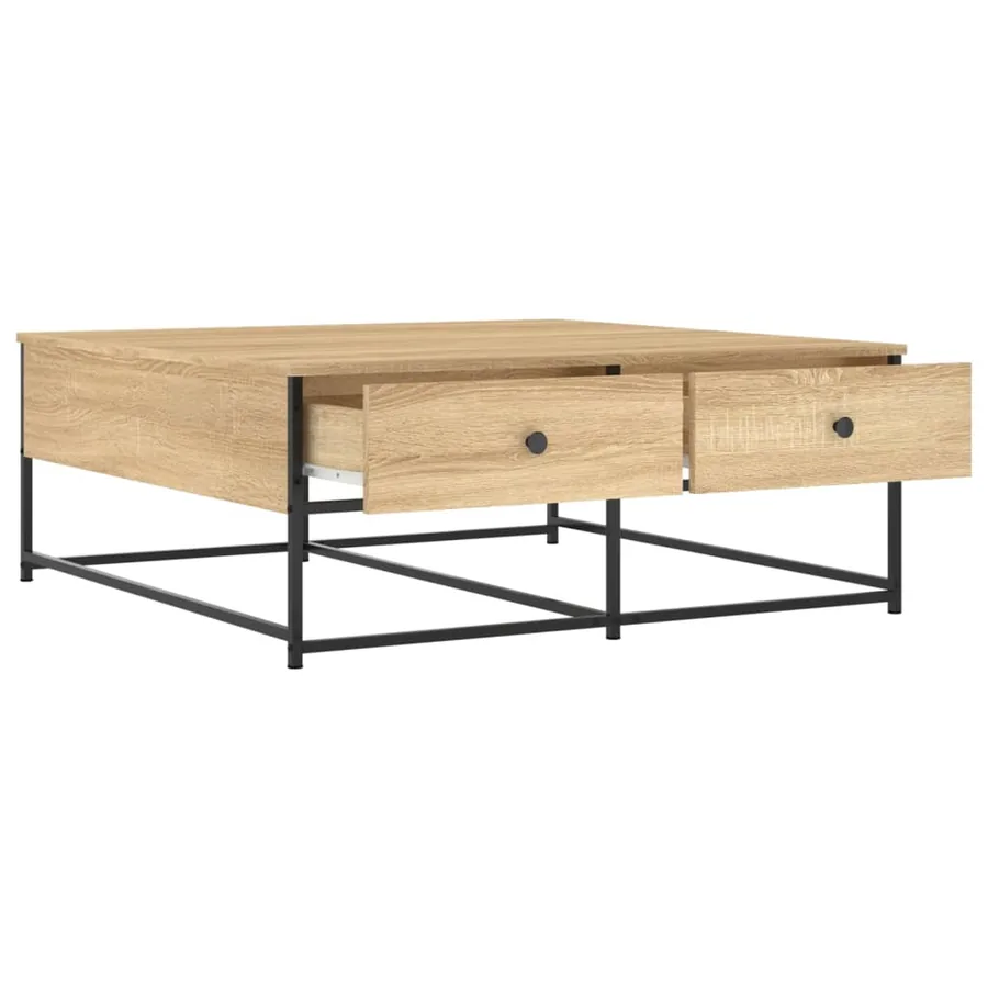 Table basse chêne sonoma 100x99x40 cm bois d'ingénierie - 5