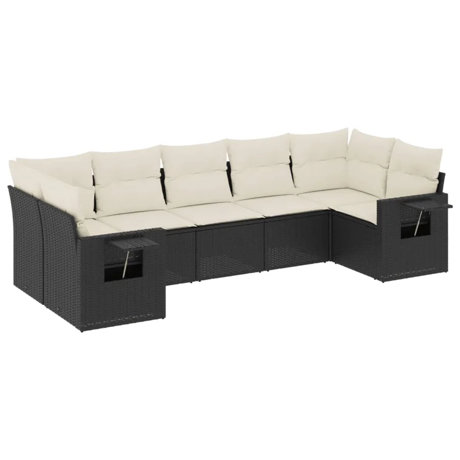 Salon de jardin 7 pcs avec coussins noir résine tressée 62 x 62 x 69 cm - 59,0 kg - 2