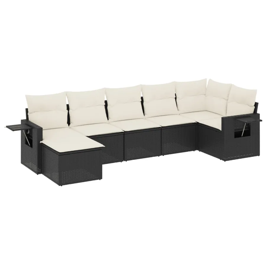 Salon de jardin 7 pcs avec coussins noir résine tressée 62 x 62 x 69 cm - 55,9 kg - 2