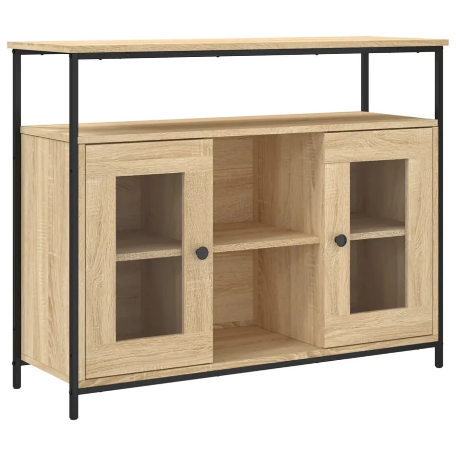 Buffet chêne sonoma 100x35x80 cm bois d'ingénierie - 2