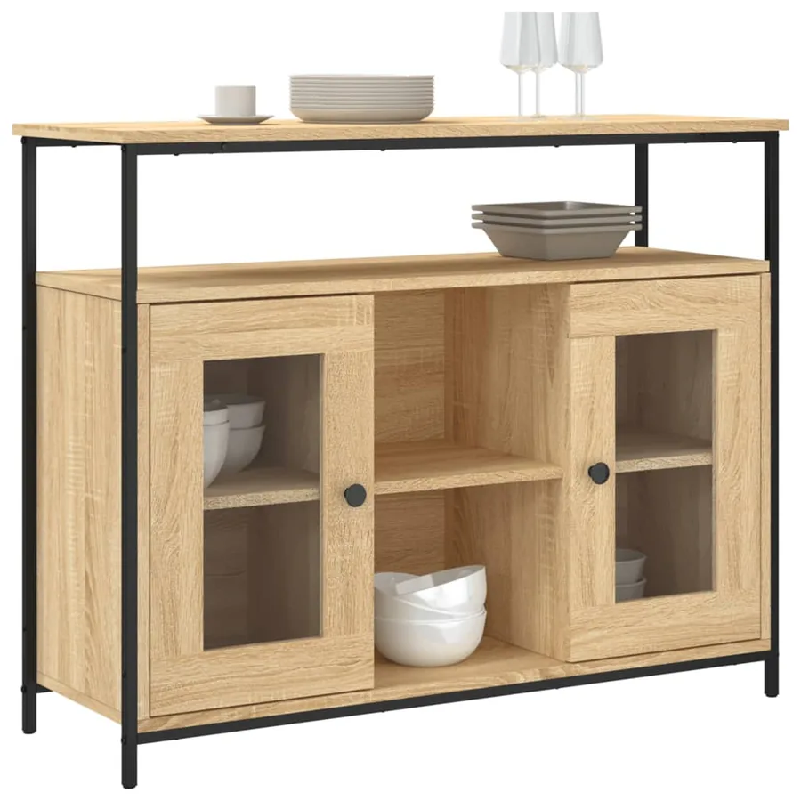 Buffet chêne sonoma 100x35x80 cm bois d'ingénierie - 3