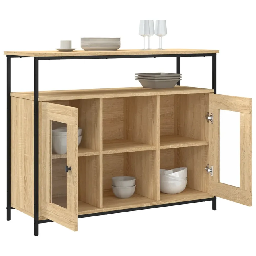Buffet chêne sonoma 100x35x80 cm bois d'ingénierie - 4