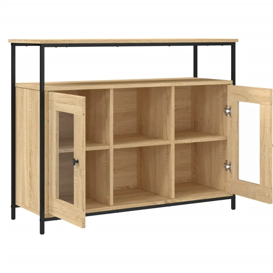Buffet chêne sonoma 100x35x80 cm bois d'ingénierie - 5