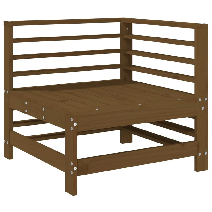 Canapés d'angle de jardin 2 pcs marron miel bois de pin solide - 3