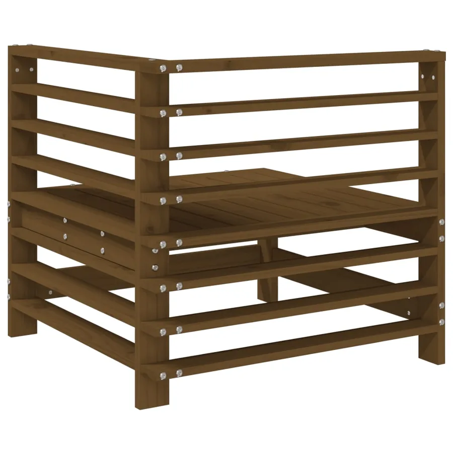 Canapés d'angle de jardin 2 pcs marron miel bois de pin solide - 5