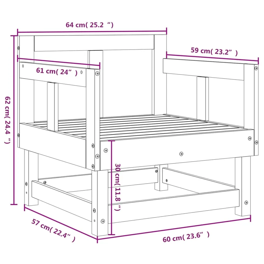 Chaises de jardin lot de 2 bois massif de pin - 8