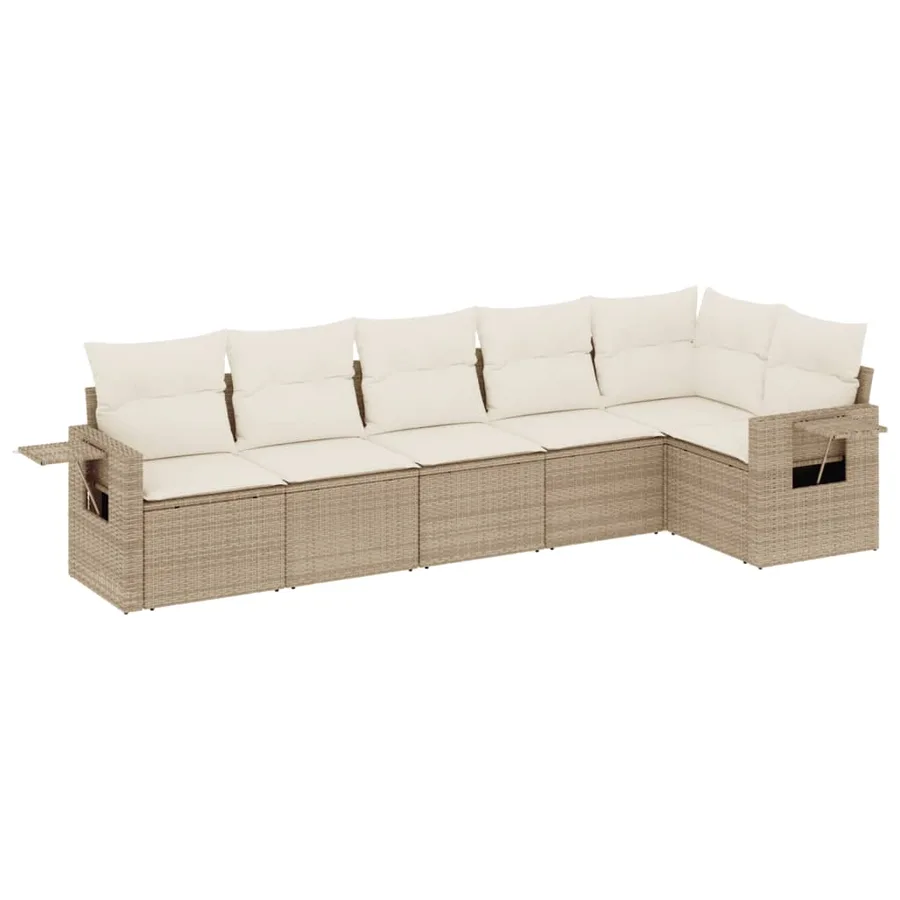 Salon de jardin avec coussins 6 pcs beige résine tressée - 2