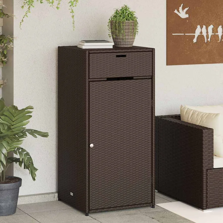 Armoire de rangement jardin marron 55x55x111 cm résine tressée